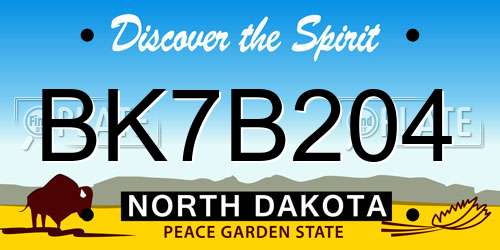 BK7B204 North Dakota License Plate