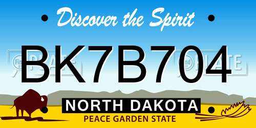 BK7B704 North Dakota License Plate