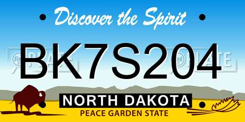 BK7S204 North Dakota License Plate