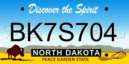 BK7S704 North Dakota License Plate
