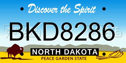 BKD8286 North Dakota License Plate