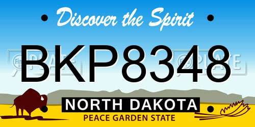 BKP8348 North Dakota License Plate
