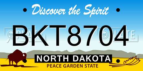 BKT8704 North Dakota License Plate