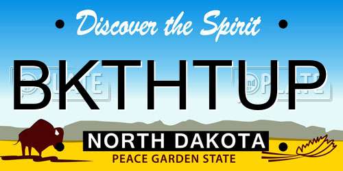 BKTHTUP North Dakota License Plate