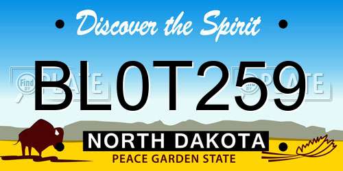 BL0T259 North Dakota License Plate