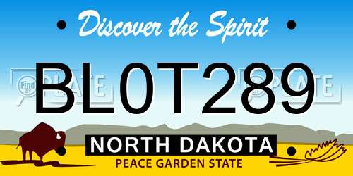 BL0T289 North Dakota License Plate