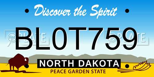 BL0T759 North Dakota License Plate
