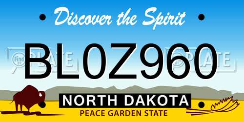 BL0Z960 North Dakota License Plate