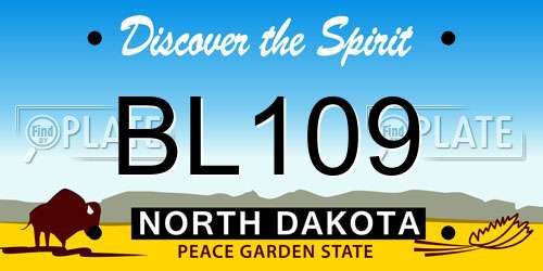 BL109 North Dakota License Plate