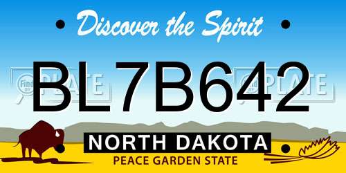 BL7B642 North Dakota License Plate
