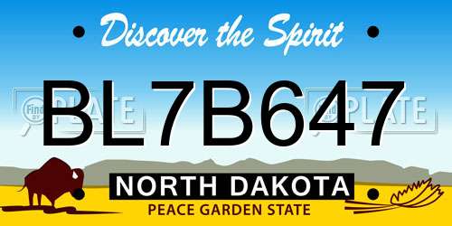BL7B647 North Dakota License Plate