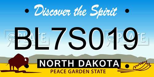 BL7S019 North Dakota License Plate