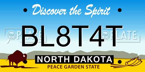 BL8T4T North Dakota License Plate