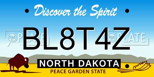 BL8T4Z North Dakota License Plate