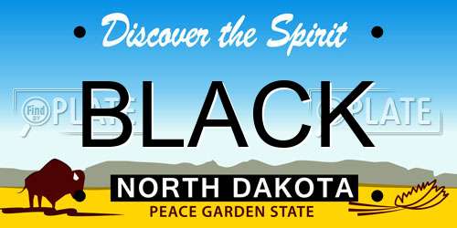 BLACK North Dakota License Plate
