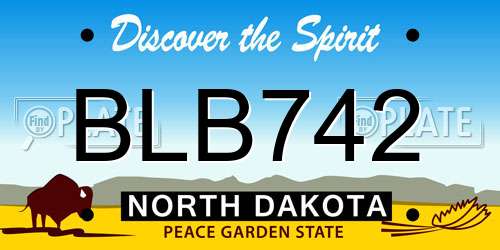 BLB742 North Dakota License Plate