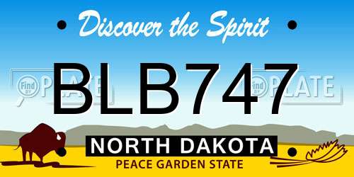 BLB747 North Dakota License Plate