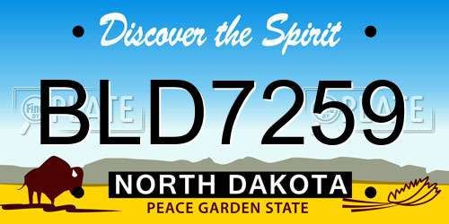 BLD7259 North Dakota License Plate