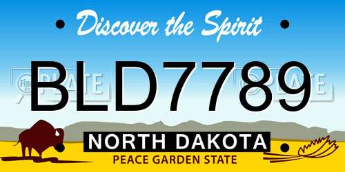BLD7789 North Dakota License Plate
