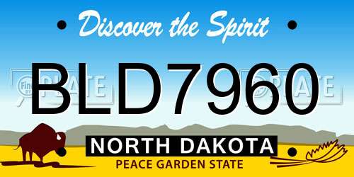 BLD7960 North Dakota License Plate