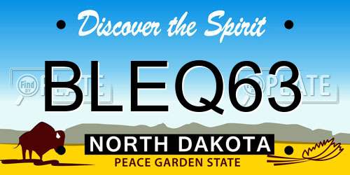 BLEQ63 North Dakota License Plate