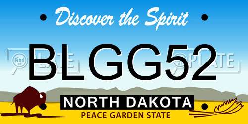 BLGG52 North Dakota License Plate