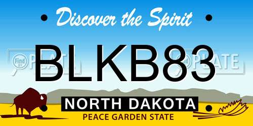 BLKB83 North Dakota License Plate