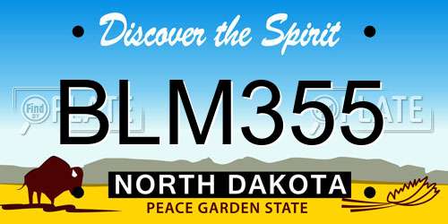 BLM355 North Dakota License Plate