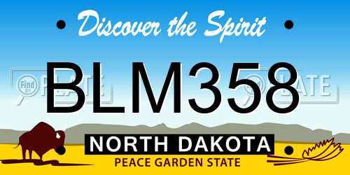 BLM358 North Dakota License Plate