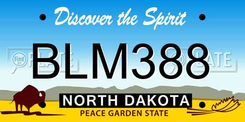 BLM388 North Dakota License Plate