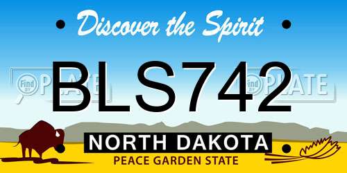 BLS742 North Dakota License Plate