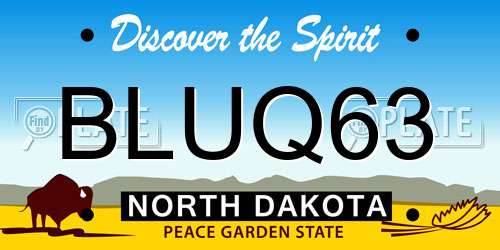 BLUQ63 North Dakota License Plate