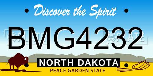 BMG4232 North Dakota License Plate