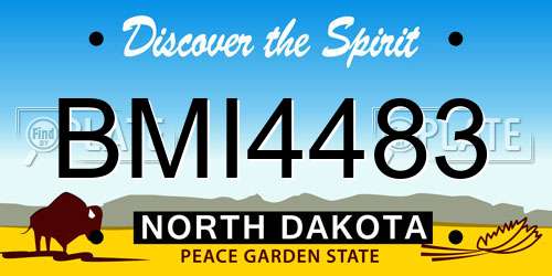 BMI4483 North Dakota License Plate