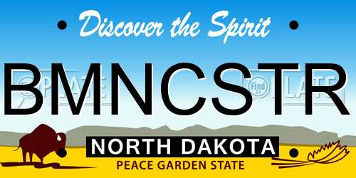 BMNCSTR North Dakota License Plate