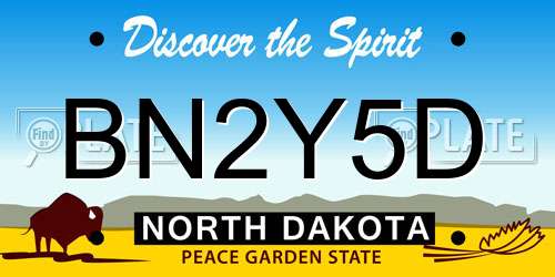 BN2Y5D North Dakota License Plate