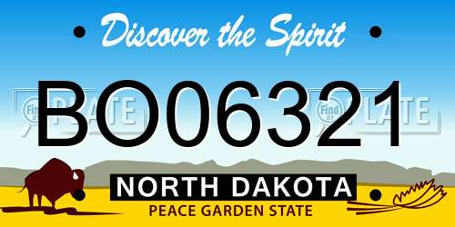 BO06321 North Dakota License Plate