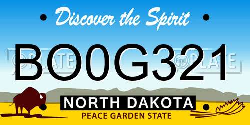 BO0G321 North Dakota License Plate