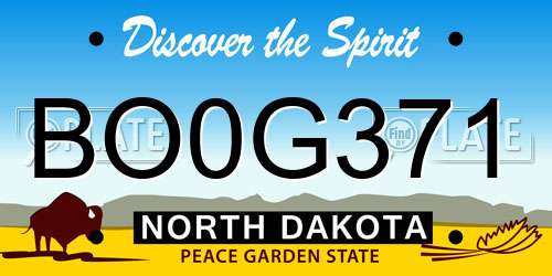 BO0G371 North Dakota License Plate