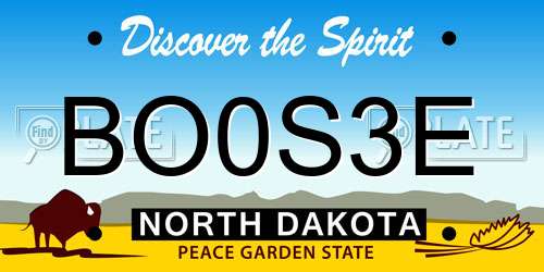 BO0S3E North Dakota License Plate