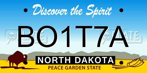 BO1T7A North Dakota License Plate