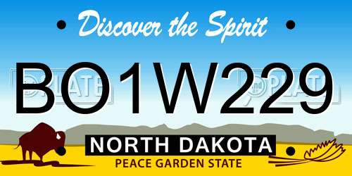 BO1W229 North Dakota License Plate