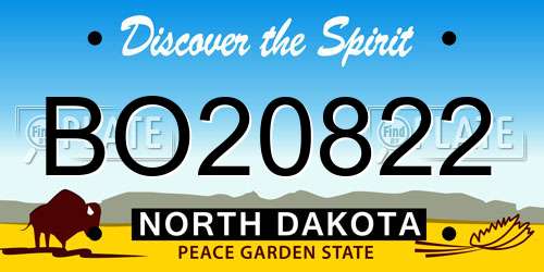 BO20822 North Dakota License Plate