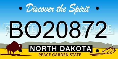 BO20872 North Dakota License Plate
