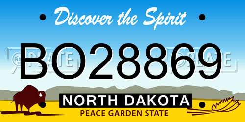 BO28869 North Dakota License Plate