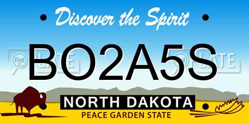 BO2A5S North Dakota License Plate