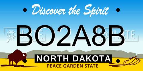 BO2A8B North Dakota License Plate