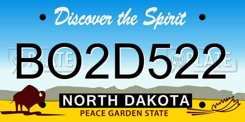 BO2D522 North Dakota License Plate