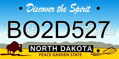 BO2D527 North Dakota License Plate