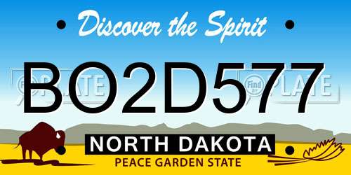 BO2D577 North Dakota License Plate